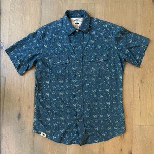 Western Aloha Medium Blue Floral, Snap Button Shirt
